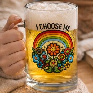 IKEA MJÖD Glass Mug 20oz Colorful Retro Gift